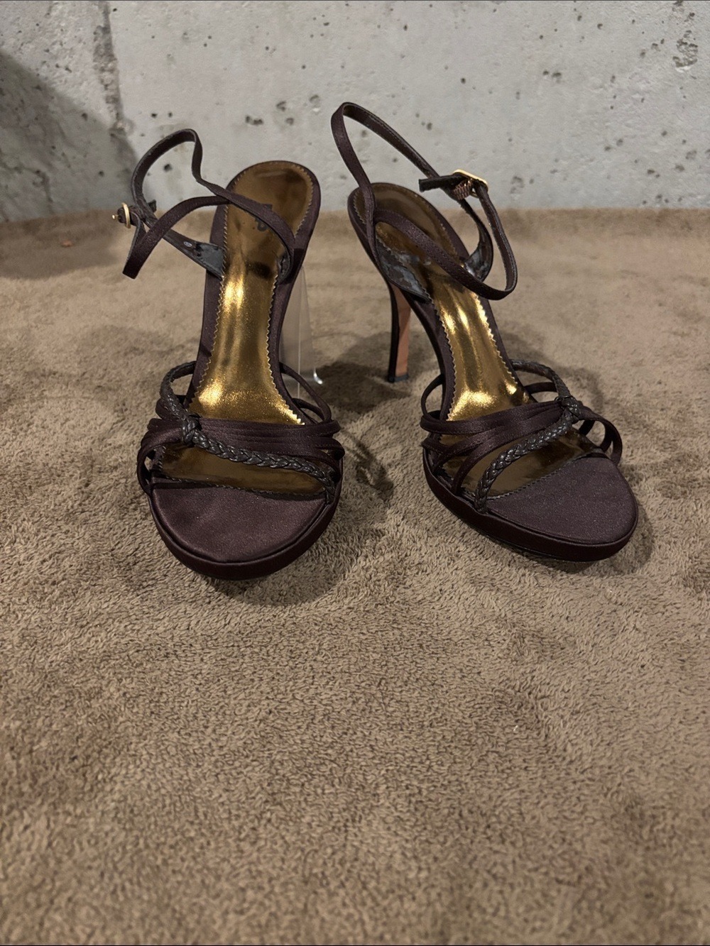 BP Brown Jeri - Satin Strappy High Heel Sandal - Size 8.5